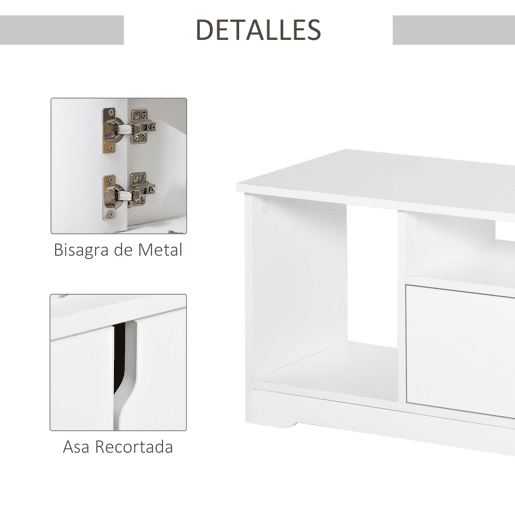 HOMCOM Móvel de TV para Televisores de até 42u201D Móvel de Sala de Estar Moderno com Armário de Dupla Porta e 3 Compartimentos Abertos 120x30x41cm Branco