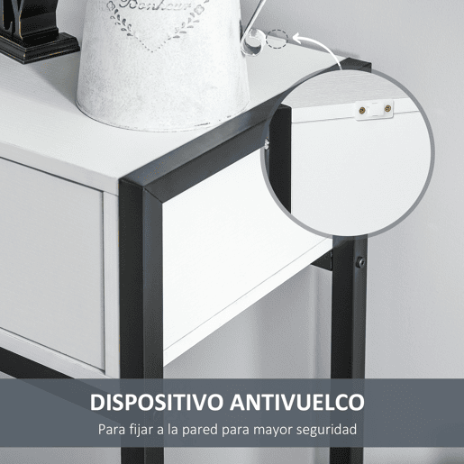HOMCOM Consola Mesa de Entrada 120x34x81cm com 2 Gavetas e Pés Ajustáveis Móvel de Entrada de Estilo Moderno para Corredor Entrada Branco e Preto