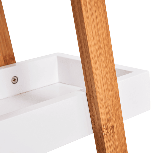 kleankin Estante de Bambú para Casa de Banho com 3 Prateleiras de Armazenamento Móvel Organizador para Cozinha Sala de Estar Lavanderia 30x18x81cm Madeira e Branco