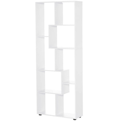HOMCOM Estante Moderna, Biblioteca Estreita com 8 Prateleiras, Estante para Sala, Quarto, Escritório, 70x24x178 cm, Branco