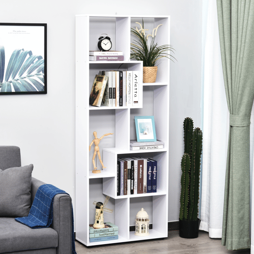 HOMCOM Estante Moderna, Biblioteca Estreita com 8 Prateleiras, Estante para Sala, Quarto, Escritório, 70x24x178 cm, Branco