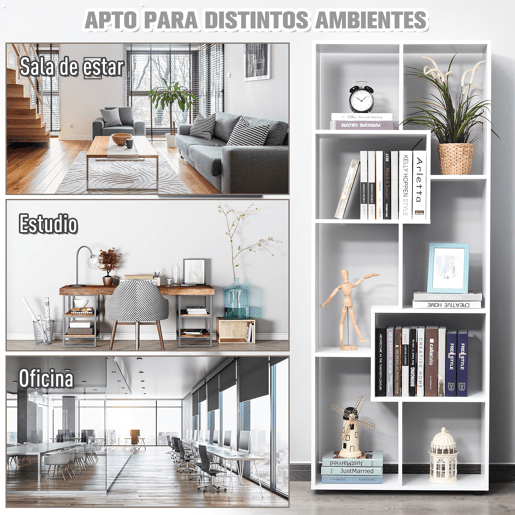 HOMCOM Estante Moderna, Biblioteca Estreita com 8 Prateleiras, Estante para Sala, Quarto, Escritório, 70x24x178 cm, Branco
