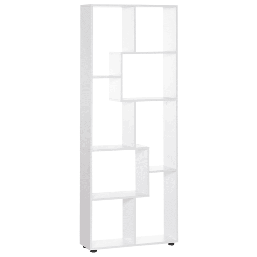 HOMCOM Estante Moderna, Biblioteca Estreita com 8 Prateleiras, Estante para Sala, Quarto, Escritório, 70x24x178 cm, Branco