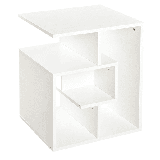 HOMCOM Mesa de Centro Mesa-de-Cabeceira Mesa de Café, Chá Mesas de Apoio para Sala Quarto Estante para Arrumação 45x40x55cm Branco