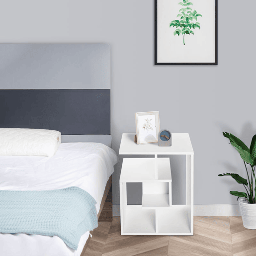 HOMCOM Mesa de Centro Mesa-de-Cabeceira Mesa de Café, Chá Mesas de Apoio para Sala Quarto Estante para Arrumação 45x40x55cm Branco