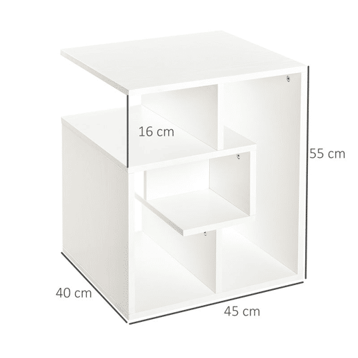 HOMCOM Mesa de Centro Mesa-de-Cabeceira Mesa de Café, Chá Mesas de Apoio para Sala Quarto Estante para Arrumação 45x40x55cm Branco