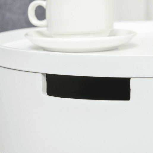 HOMCOM Mesa Auxiliar para Sala de Estar Moderna Mesa de Cabeceira com Tampa Removível Espaço de Armazenamento e Pés de Madeira para Dormitórios Ø38x63cm Branco