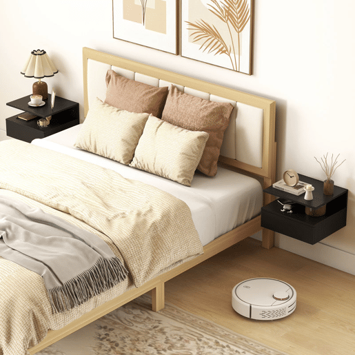 HOMCOM Conjunto de 2 Mesas de Cabeceira Flutuantes, Mesas de Cabeceira Modernas com Gaveta e Prateleira Aberta, Poupança de Espaço, Design Elegante para Sala ou Quarto, 35x32x22,5 cm, Preto
