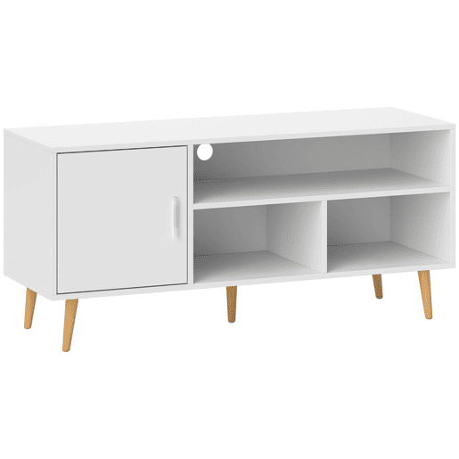 HOMCOM Móvel de TV para Televisores de até 60u201D Móvel de Sala de Estar Moderno com Armário 3 Compartimentos 120x40x55cm Branco