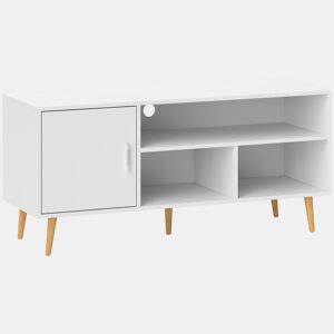 HOMCOM Móvel de TV para Televisores de até 60u201D Móvel de Sala de Estar Moderno com Armário 3 Compartimentos 120x40x55cm Branco