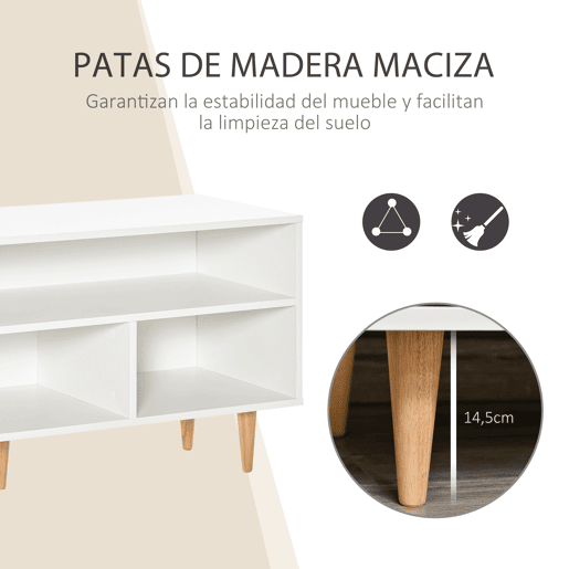 HOMCOM Móvel de TV para Televisores de até 60u201D Móvel de Sala de Estar Moderno com Armário 3 Compartimentos 120x40x55cm Branco