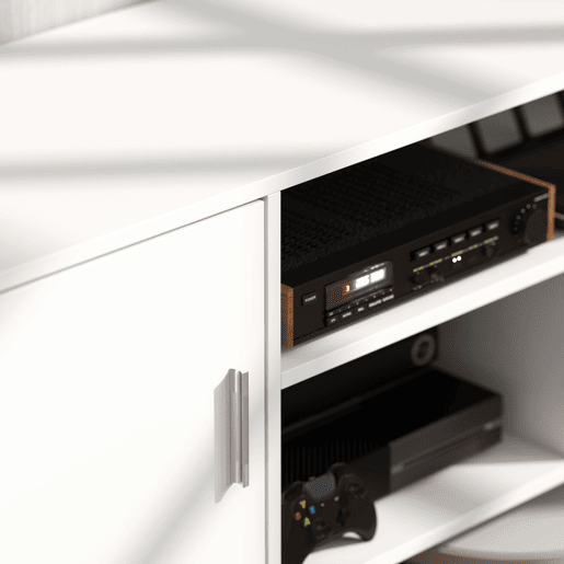 HOMCOM Móvel de TV para Televisores de até 60u201D Móvel de Sala de Estar Moderno com Armário 3 Compartimentos 120x40x55cm Branco