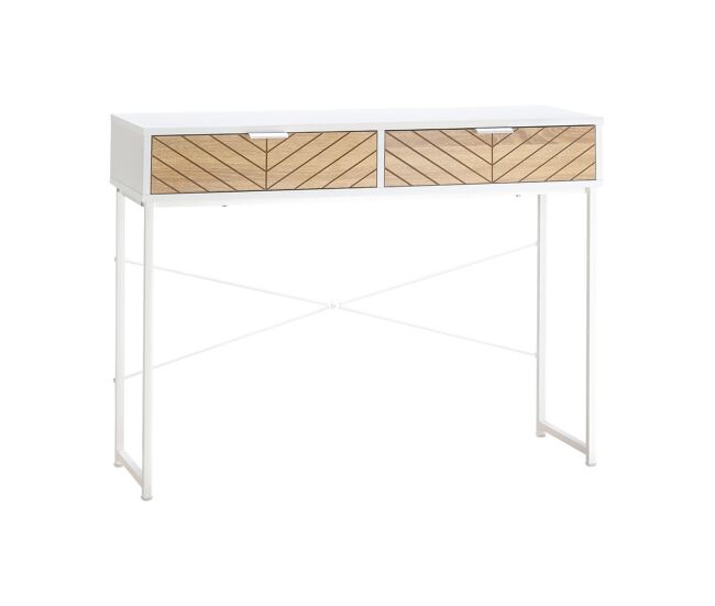 Homcom mesa de consola estrecha mueble recibidor mesa de sofá con 2 cajones diseño de líneas talladas estilo moderna para pasillo entrada salón