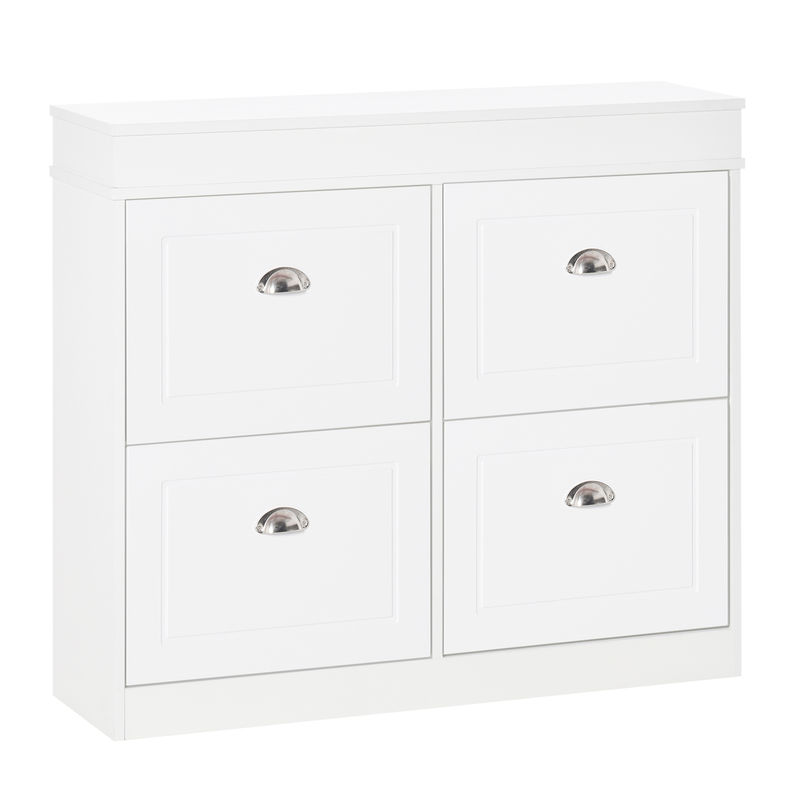 Homcom zapatero estrecho con 4 cajones abatibles mueble zapatero con estantes ajustables y extraíbles capacidad de 16 pares para pasillo entrada