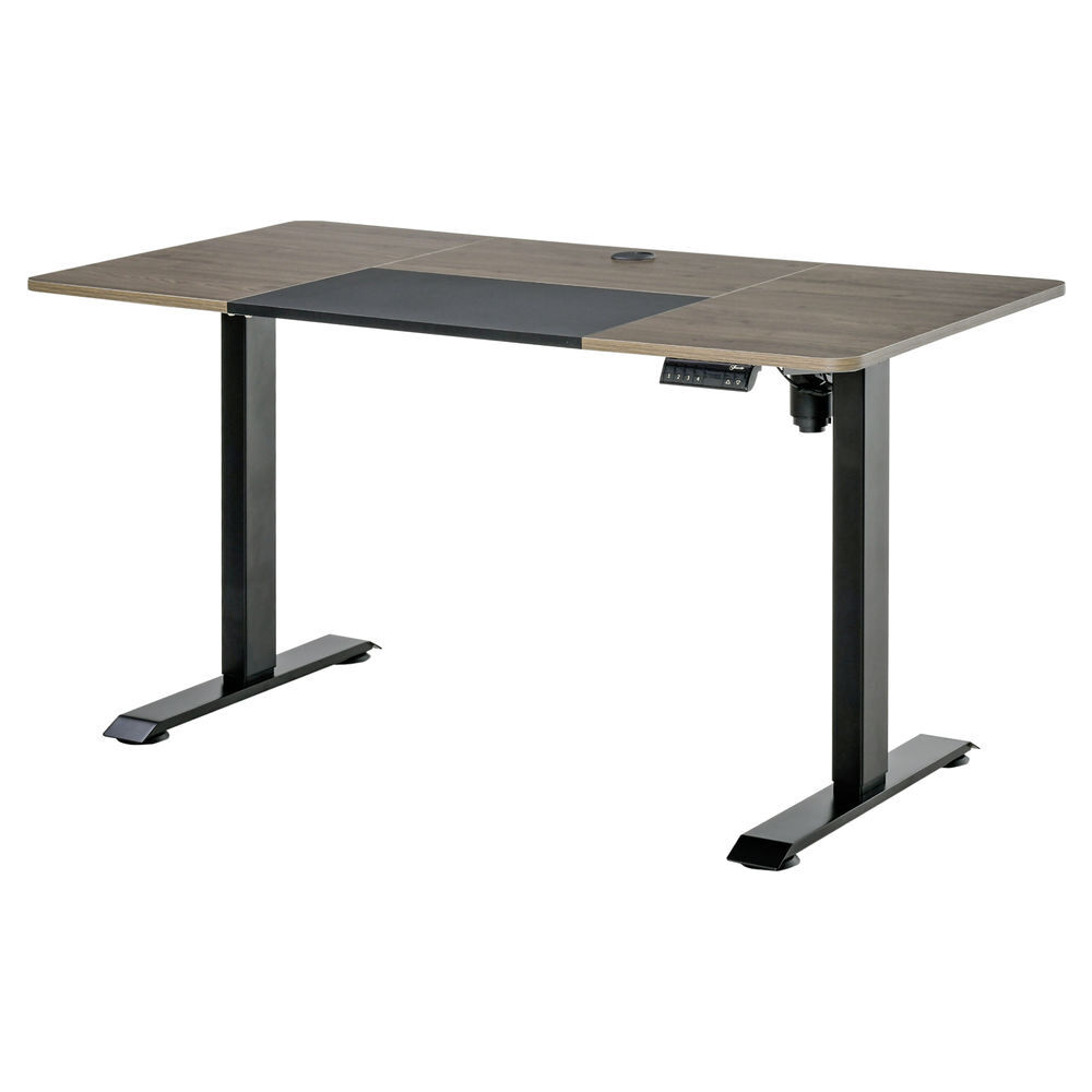 Vinsetto escritorio de pie soporte de escritorio con altura ajustable y 4 teclas de memoria para oficina hogar 140x70x72-116 cm negro y madera natural