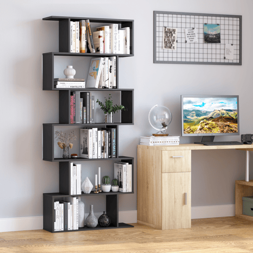 Homcom Estante com 6 Prateleiras para Livros Material de Madeira 80 x 25 x1 92 cm Preto