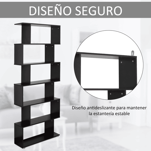 Homcom Estante com 6 Prateleiras para Livros Material de Madeira 80 x 25 x1 92 cm Preto