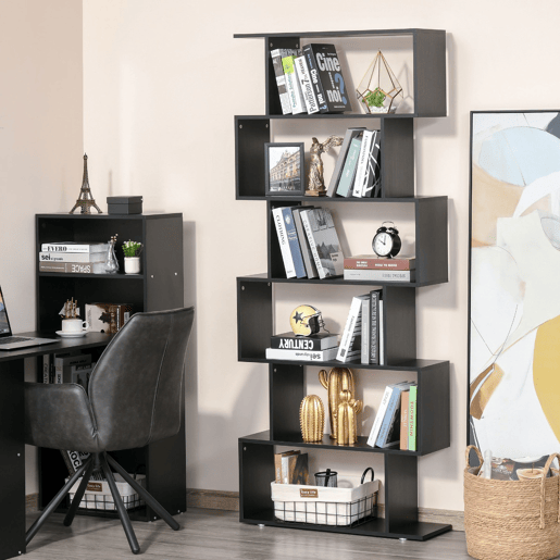 Homcom Estante com 6 Prateleiras para Livros Material de Madeira 80 x 25 x1 92 cm Preto
