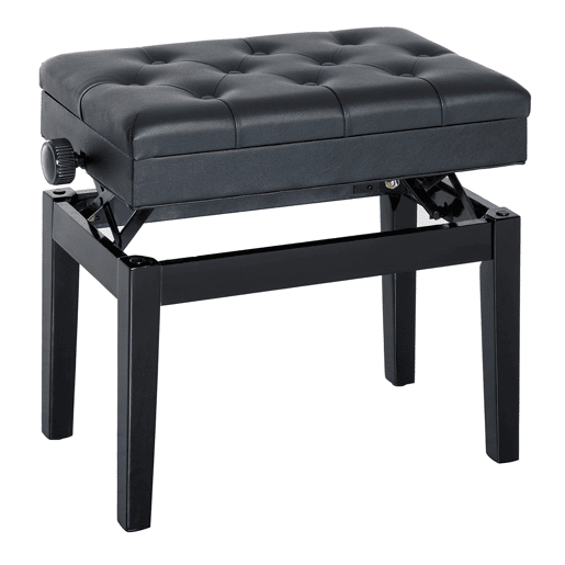 HOMCOM Banco de Piano com Espaço de Armazenamento e Altura Ajustável Banco para Piano com Assento Acolchoado Carga 200 kg 54,5x33x48-58 cm Preto