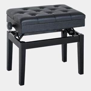 HOMCOM Banco de Piano com Espaço de Armazenamento e Altura Ajustável Banco para Piano com Assento Acolchoado Carga 200 kg 54,5x33x48-58 cm Preto