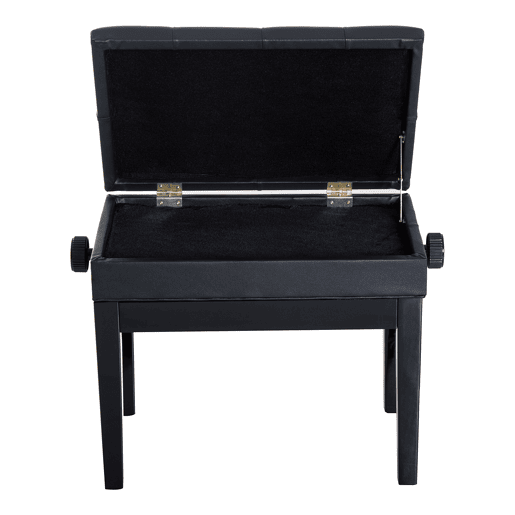 HOMCOM Banco de Piano com Espaço de Armazenamento e Altura Ajustável Banco para Piano com Assento Acolchoado Carga 200 kg 54,5x33x48-58 cm Preto