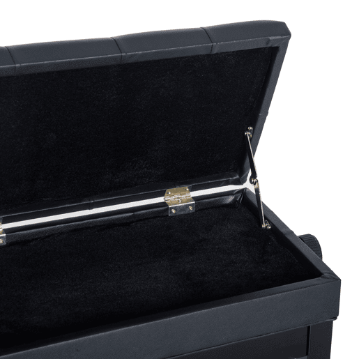 HOMCOM Banco de Piano com Espaço de Armazenamento e Altura Ajustável Banco para Piano com Assento Acolchoado Carga 200 kg 54,5x33x48-58 cm Preto