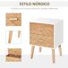 Mesita de Noche MDF y madera maciza HOMCOM 40 Mesita de Noche MDF y madera maciza HOMCOM 40 Blanco