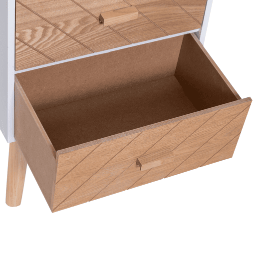 HOMCOM Mesa de Cabeceira com 2 Gavetas Mesa de Cabeceira com Espaço de Armazenamento para Dormitório 40x30x55,5 cm Branco e Madeira