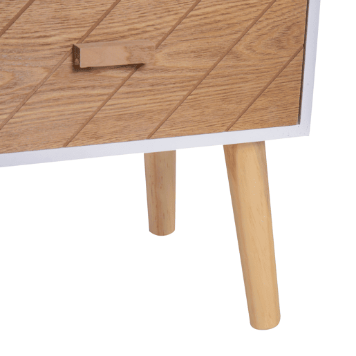 HOMCOM Mesa de Cabeceira com 2 Gavetas Mesa de Cabeceira com Espaço de Armazenamento para Dormitório 40x30x55,5 cm Branco e Madeira
