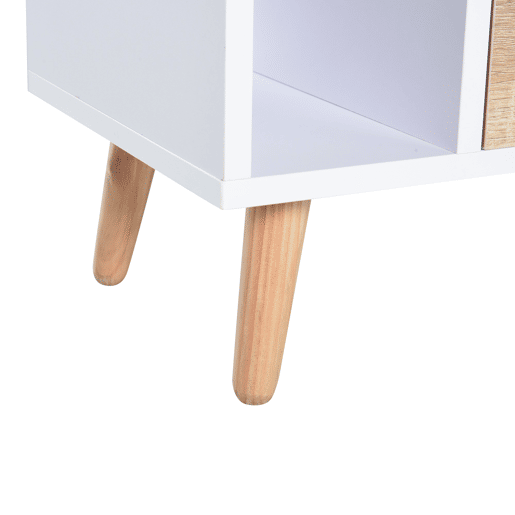 HOMCOM Mesa de Cabeceira Mesa de Cabeceira com 2 Gavetas Grandes 1 Prateleira Aberta e Pés Elevados Estilo Nórdico para Sala de Estar Dormitório 43x30x49 cm Branco e Madeira