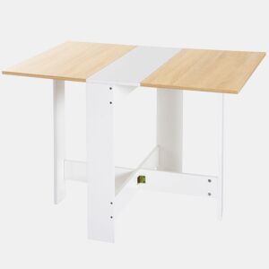 HOMCOM Mesa Dobrável de Jantar, Mesa de Cozinha Dobrável, com Abas Dobráveis, para Sala, Espaços Pequenos, 103x76x73,5 cm, Branco e Carvalho