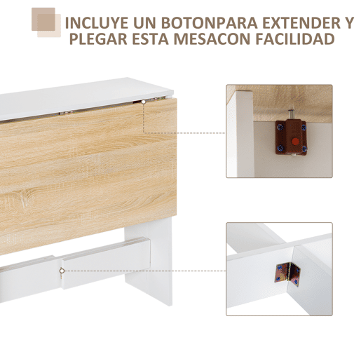 HOMCOM Mesa Dobrável de Jantar, Mesa de Cozinha Dobrável, com Abas Dobráveis, para Sala, Espaços Pequenos, 103x76x73,5 cm, Branco e Carvalho HOMCOM Mesa Dobrável de Jantar, Mesa de Cozinha Dobrável, com Abas Dobráveis, para Sala, Espaços Pequenos, 103x76x73,5 cm, Branco e Carvalho