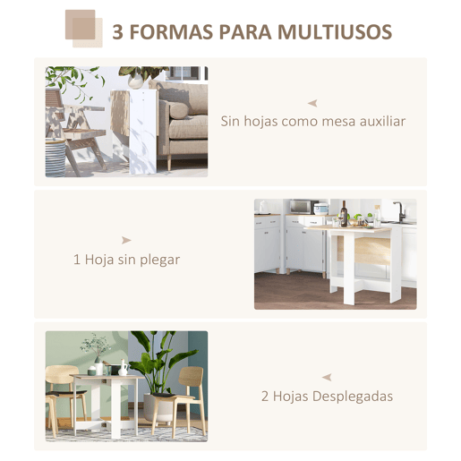 HOMCOM Mesa Dobrável de Jantar, Mesa de Cozinha Dobrável, com Abas Dobráveis, para Sala, Espaços Pequenos, 103x76x73,5 cm, Branco e Carvalho HOMCOM Mesa Dobrável de Jantar, Mesa de Cozinha Dobrável, com Abas Dobráveis, para Sala, Espaços Pequenos, 103x76x73,5 cm, Branco e Carvalho