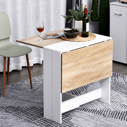 HOMCOM Mesa Dobrável de Jantar, Mesa de Cozinha Dobrável, com Abas Dobráveis, para Sala, Espaços Pequenos, 103x76x73,5 cm, Branco e Carvalho HOMCOM Mesa Dobrável de Jantar, Mesa de Cozinha Dobrável, com Abas Dobráveis, para Sala, Espaços Pequenos, 103x76x73,5 cm, Branco e Carvalho