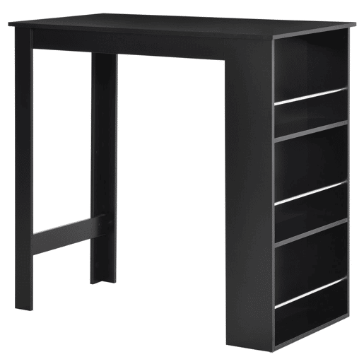 HOMCOM Mesa de Bar de Bistrô com 3 Prateleiras com Suporte Estilo Moderno para Cozinha Sala de Jantar Sala de Estar Estrutura de Melamina 112x57x106cm Preto
