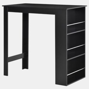 HOMCOM Mesa de Bar de Bistrô com 3 Prateleiras com Suporte Estilo Moderno para Cozinha Sala de Jantar Sala de Estar Estrutura de Melamina 112x57x106cm Preto