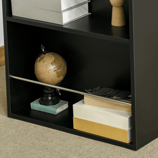 HOMCOM Mesa de Bar de Bistrô com 3 Prateleiras com Suporte Estilo Moderno para Cozinha Sala de Jantar Sala de Estar Estrutura de Melamina 112x57x106cm Preto