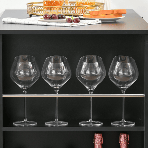 HOMCOM Mesa de Bar de Bistrô com 3 Prateleiras com Suporte Estilo Moderno para Cozinha Sala de Jantar Sala de Estar Estrutura de Melamina 112x57x106cm Preto
