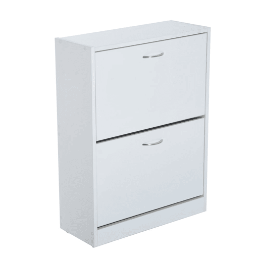 HOMCOM Sapateira de Madeira Armário para Sapatos com 2 Compartimentos para Entrada Corredor Dormitório Sala de Estar 60x24x80 cm Branco