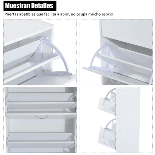 HOMCOM Sapateira de Madeira Armário para Sapatos com 2 Compartimentos para Entrada Corredor Dormitório Sala de Estar 60x24x80 cm Branco