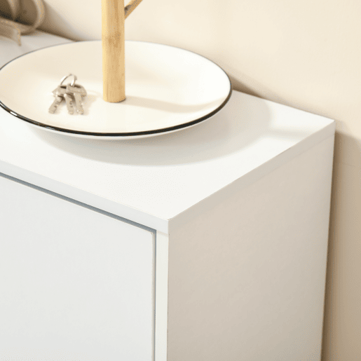 HOMCOM Sapateira de Madeira Armário para Sapatos com 2 Compartimentos para Entrada Corredor Dormitório Sala de Estar 60x24x80 cm Branco
