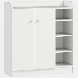 HOMCOM Sapateira Armário Multiuso com 2 Portas Prateleiras Interiores e 4 Prateleiras Exteriores com Altura Ajustável 83x30x90 cm Branco