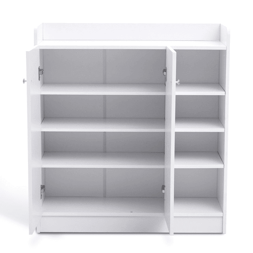 HOMCOM Sapateira Armário Multiuso com 2 Portas Prateleiras Interiores e 4 Prateleiras Exteriores com Altura Ajustável 83x30x90 cm Branco