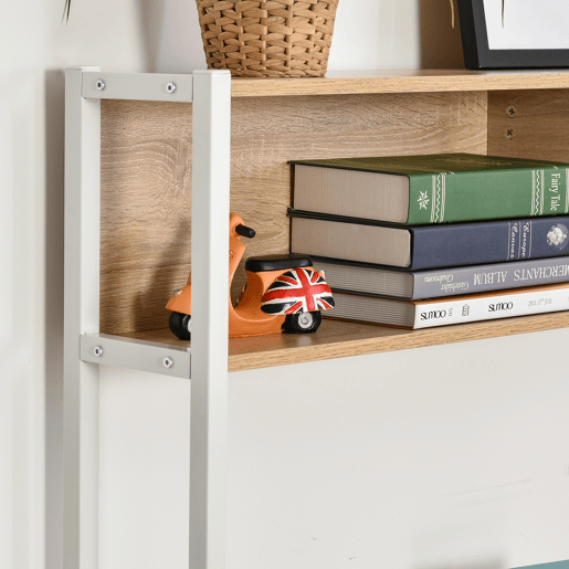 HOMCOM Secretária em Forma de L Multifuncional Secretária para Escritório ou Estúdio com Prateleiras Altas Amplo Espaço Estilo Minimalista 140x125x149cm Madeira e Branco