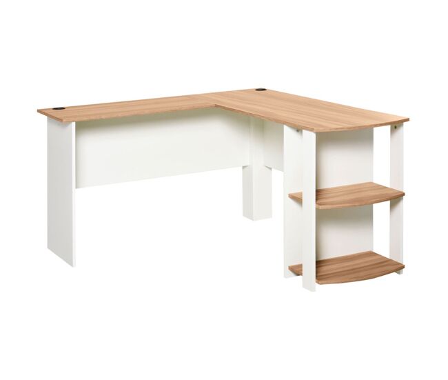 Homcom mesa de ordenador pc escritorio con estantes para oficina hogar tipo esquinera forma l 136x130x72cm madera