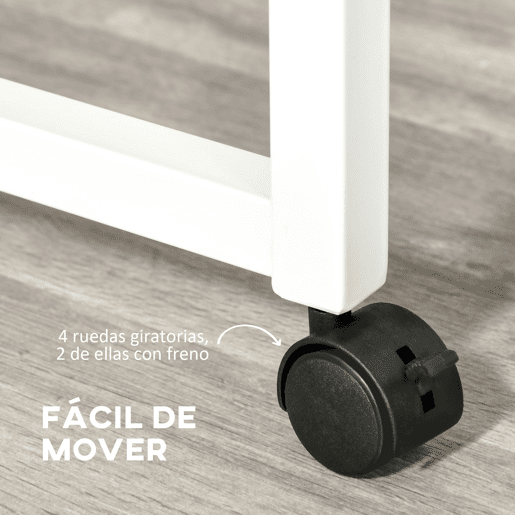 HOMCOM Conjunto de 2 mesas secretária para escritório com rodas 2 gavetas 100x36x88 cm Branco HOMCOM Conjunto de 2 mesas secretária para escritório com rodas 2 gavetas 100x36x88 cm Branco