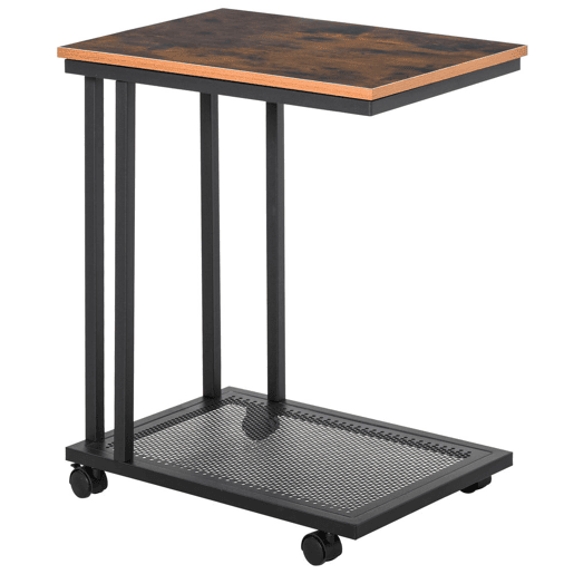 HOMCOM Mesa Auxiliar com RodasEstilo Retro de Aço e Madeira 51x36x65cm HOMCOM Mesa Auxiliar com RodasEstilo Retro de Aço e Madeira 51x36x65cm