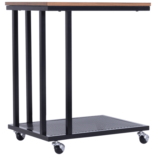 HOMCOM Mesa Auxiliar com RodasEstilo Retro de Aço e Madeira 51x36x65cm HOMCOM Mesa Auxiliar com RodasEstilo Retro de Aço e Madeira 51x36x65cm