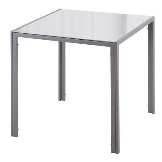 HOMCOM Mesa de Jantar de Vidro, Mesa Retangular para 4 Pessoas com Pernas de Metal, para Cozinha, Sala de Estar, 75x75x75 cm, Cinzento