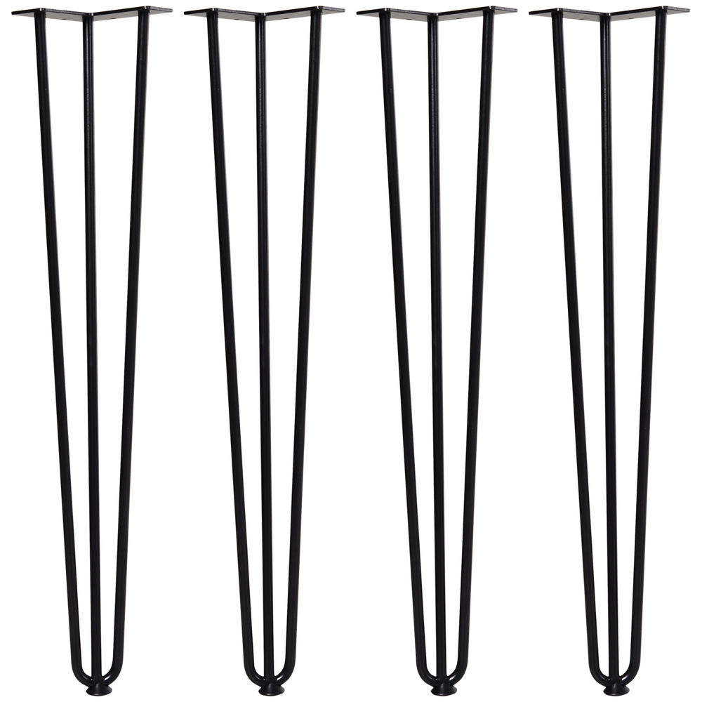 Homcom conjunto de 4 patas para mesa de estilo industrial y diseño horquilla con protectores anti-arañazos de goma 12x12x71cm tornillos de montaje incluidos negro